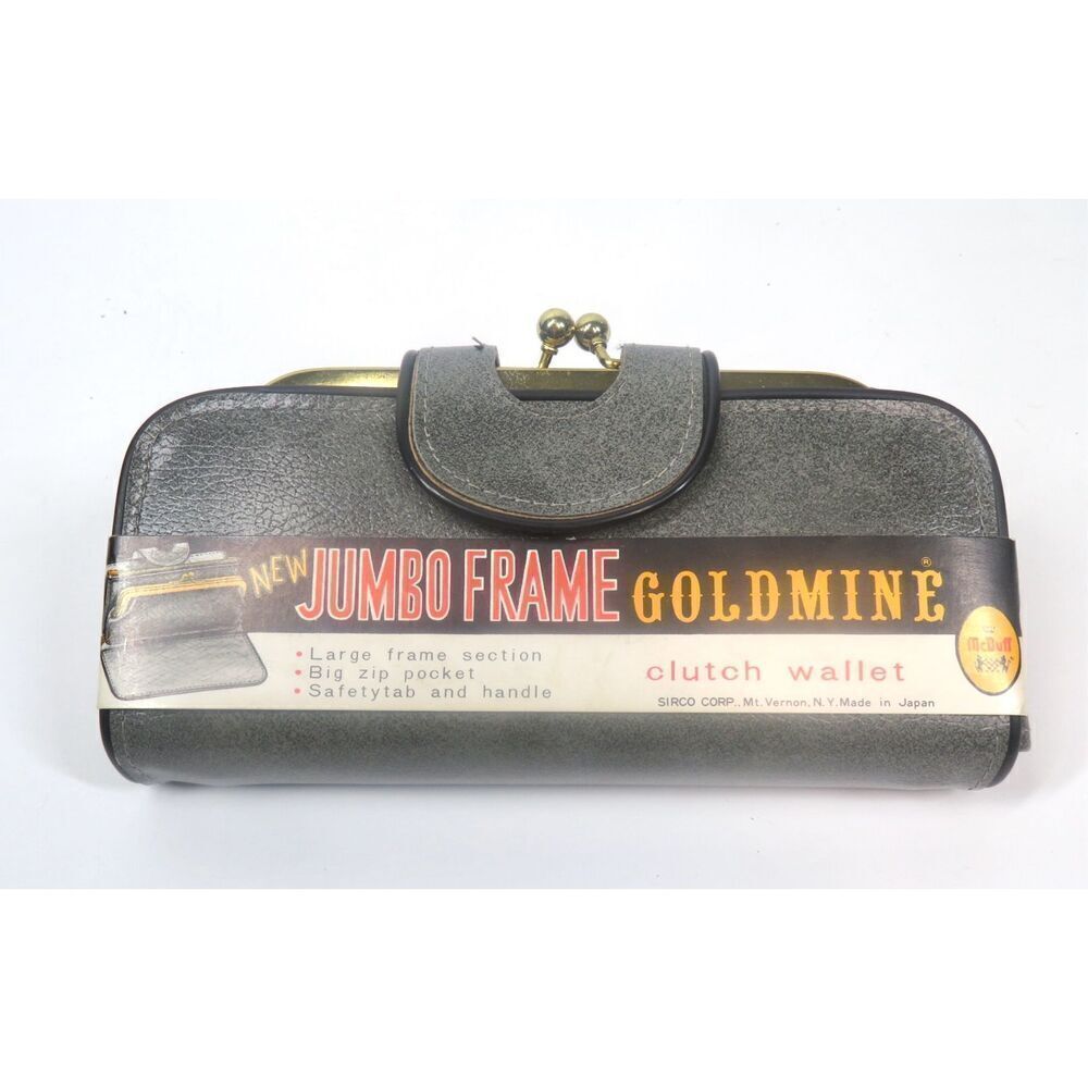 Vintage 1960s McDuff Jumbo Frame Goldmine Gray Clutch Wallet Wristlet NWT
